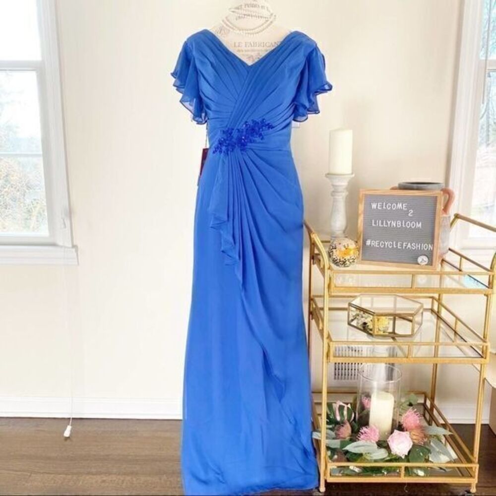 Blue Evening Dress Trumpet Mermaid Pleated